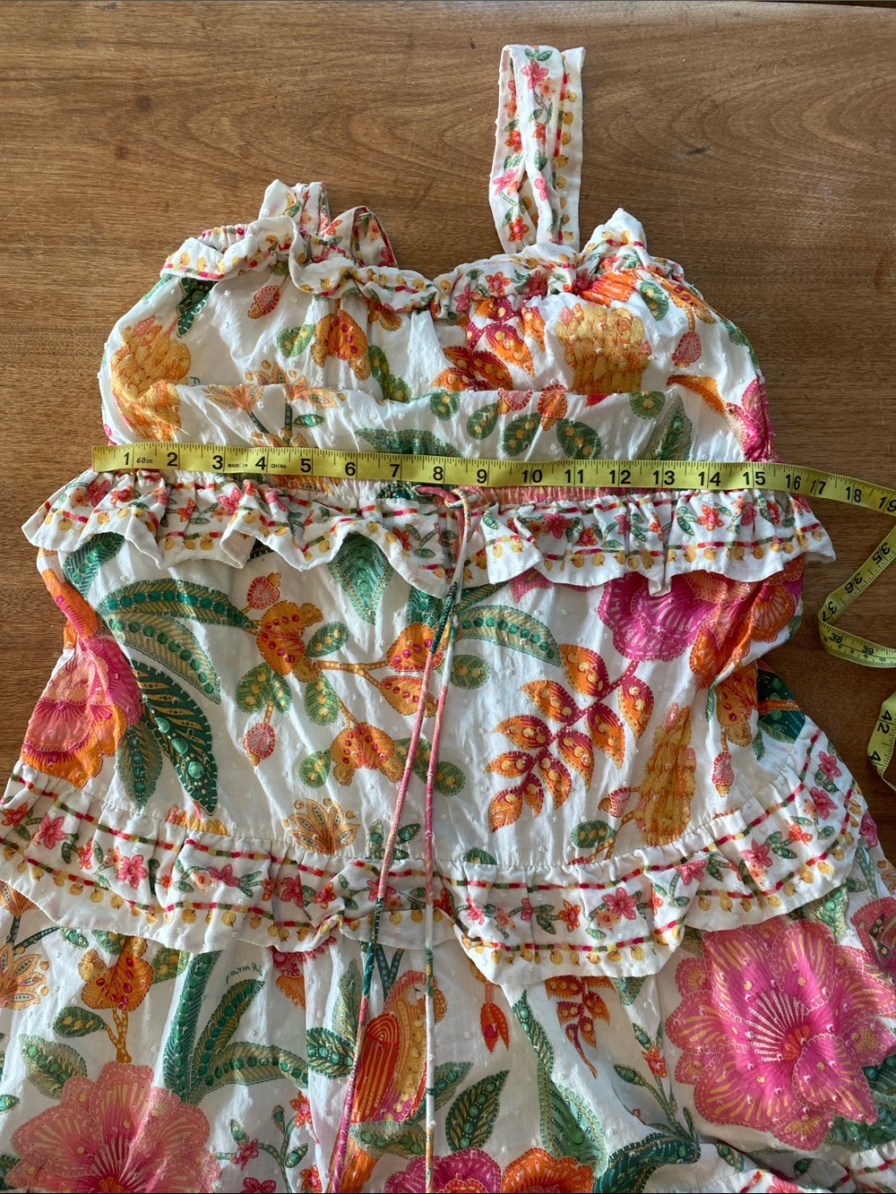 FARM Rio Macaw Bloom Tiered Maxi Dress - White with Pink & Yellow Bloom Sz S - Picture 12 of 12